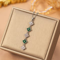 X8370 steel color-green four-leaf clover necklace