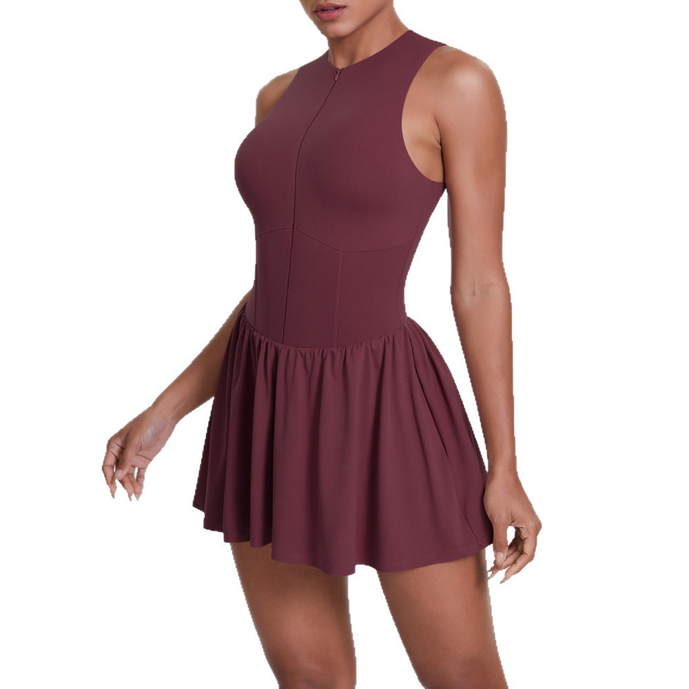 new arrivalfake two-piece outdoor stand-up collar dress running anti-exposure bottom skirt tennis skirt yoga wear for women