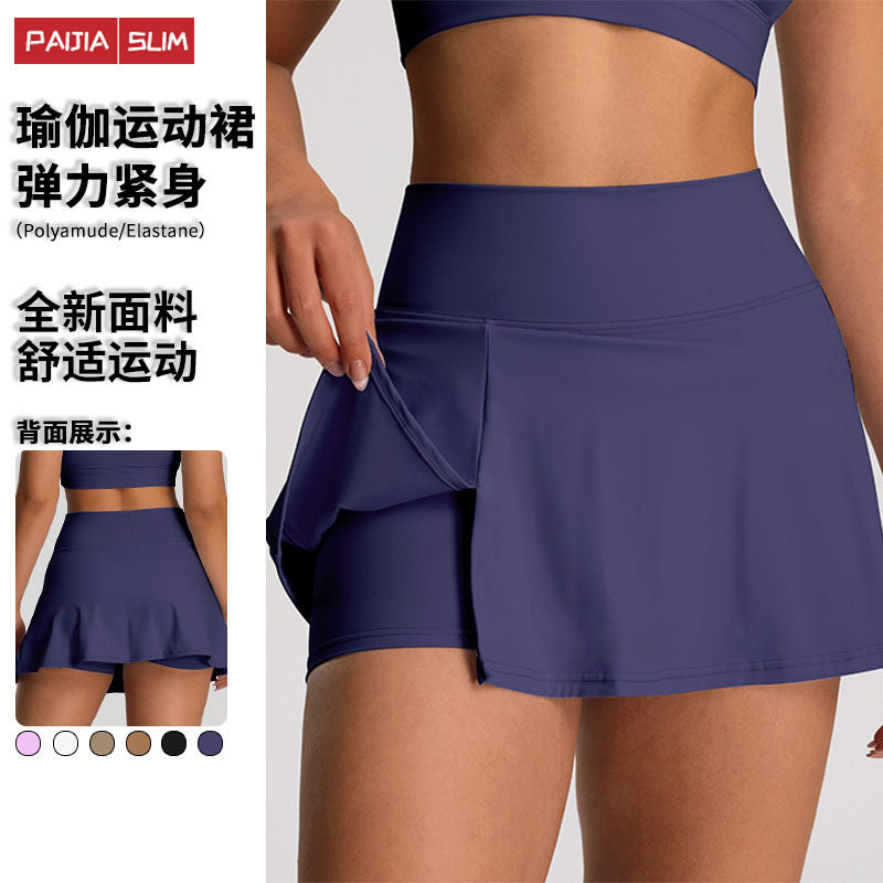 Fashion cross-border sports culottes shortsummer tight high waistfashion tape fitness yoga wear tennis skirt for women