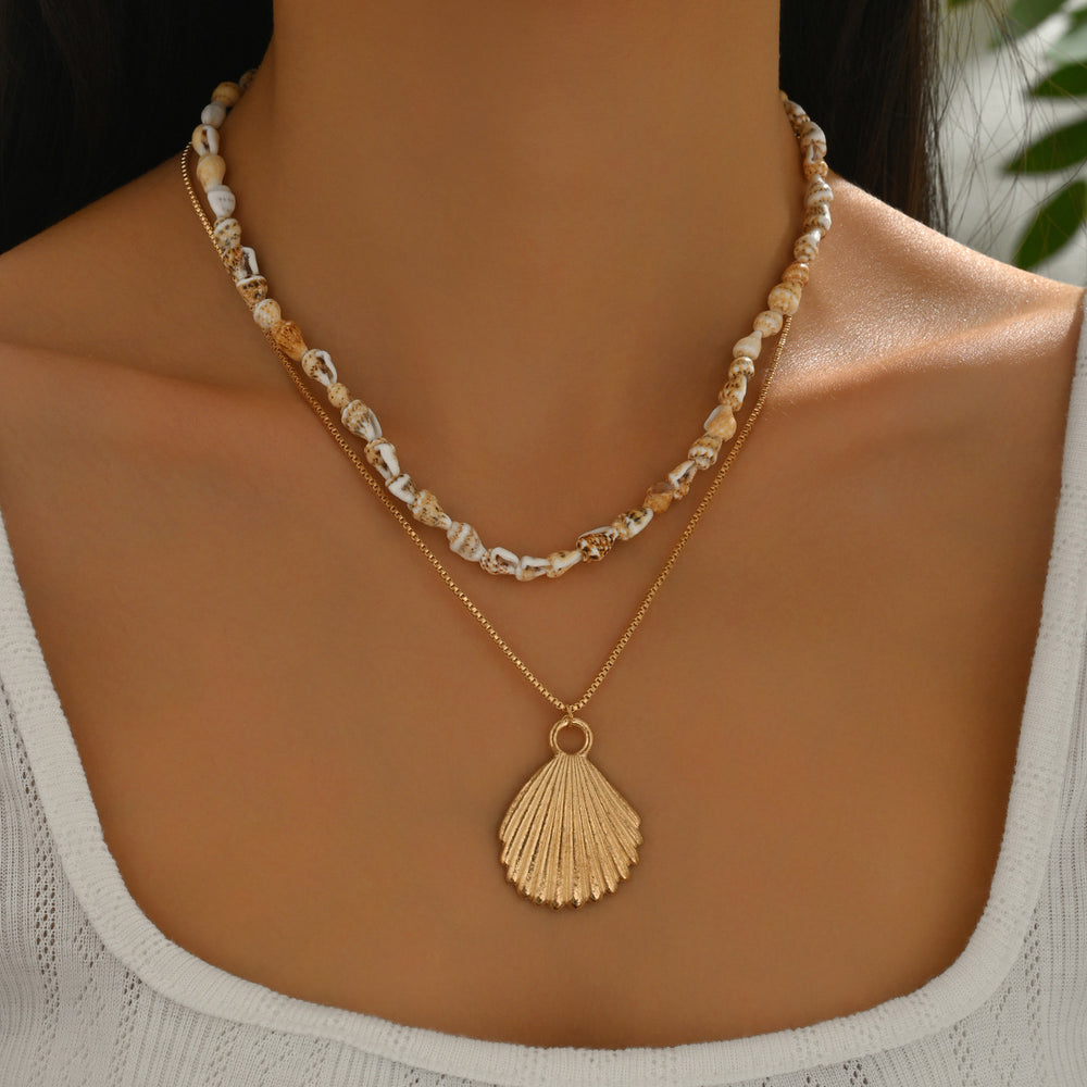 Shell pendant wholesale fashion cross-border clavicle chain female eleganteasiest for matchsense of design thin chain conch metal necklace