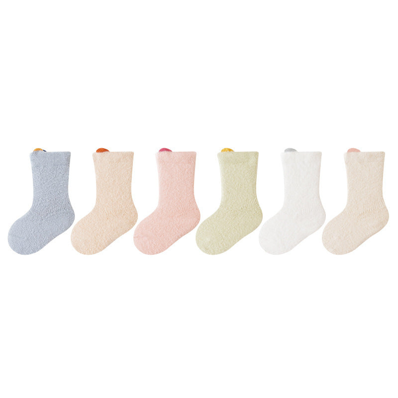 Babylon socks fall and winter fleece-linedthickened baby terry socks ear-lifting small ears boneless infant socks category a