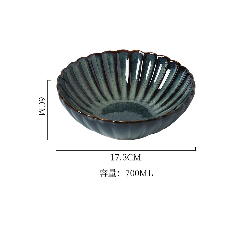 Japanese style ceramic bowls, plates, household high-looking rice bowls, soup bowls, dish sets, ins kiln turned into retro