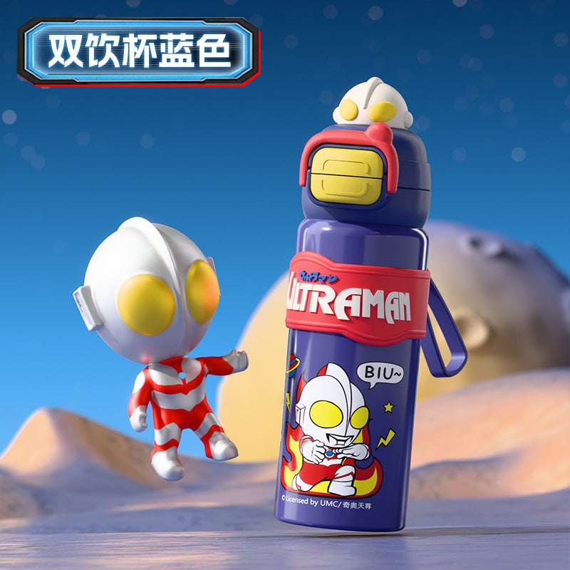 Ultraman kids' insulated water bottle - perfect for school, food-grade 316 stainless steel, elementary school students, baby straw cup