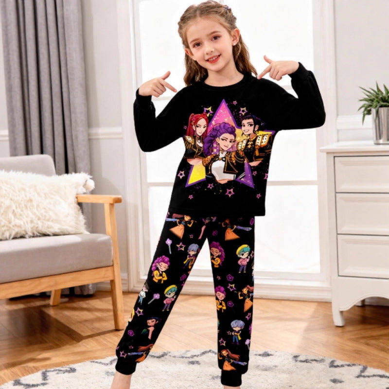 New girls' pants set - witcher squad style - kids' long sleeve and pants outfit for mid-to-large children