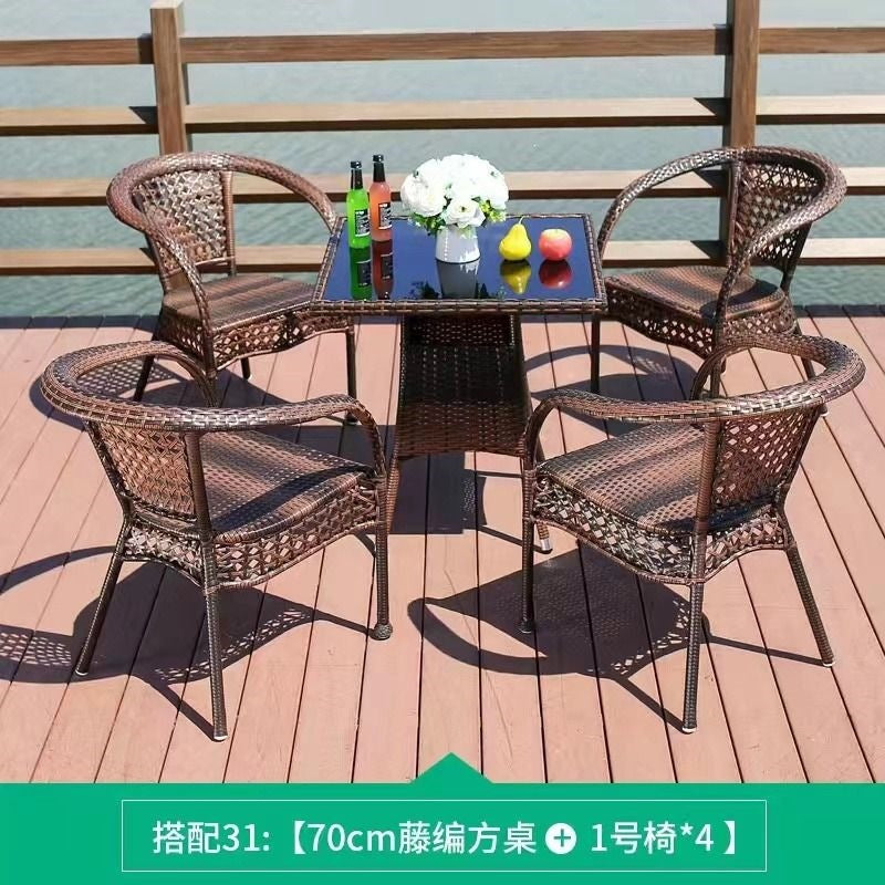 Three-piece rattan chair set casual tea table courtyard rattan outdoor table and chairs balcony tea table and chairs balcony casual table and chairs