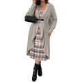 2025fall and winter cross-border pleated longlong sleevescardigan windbreaker outer knittingoutwear lined dress suit