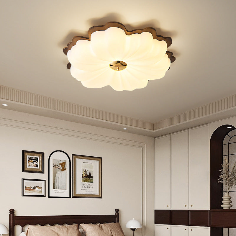 Walnut bedroom ceiling light medium antique solid wood petals full spectrum eye protection super bright book room children's room light