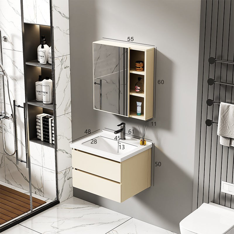 Double-layer drawer honeycomb aluminum bathroom cabinet bathroom mirror cabinet combination wall-mounted ceramic integrated basin honeycomb aluminum basin