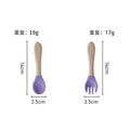 Purple wooden handle fork and spoon