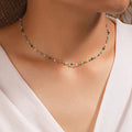 European and american cross-border hot-selling jewelry: minimalist, fresh, green beaded square & round bead necklace - fashion jewelry choker - geometric design