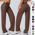 New arrival cross-border double-sided brushed pure colorhigh waistloose breathable yoga wide-leg pants running fitness yoga bell bottoms