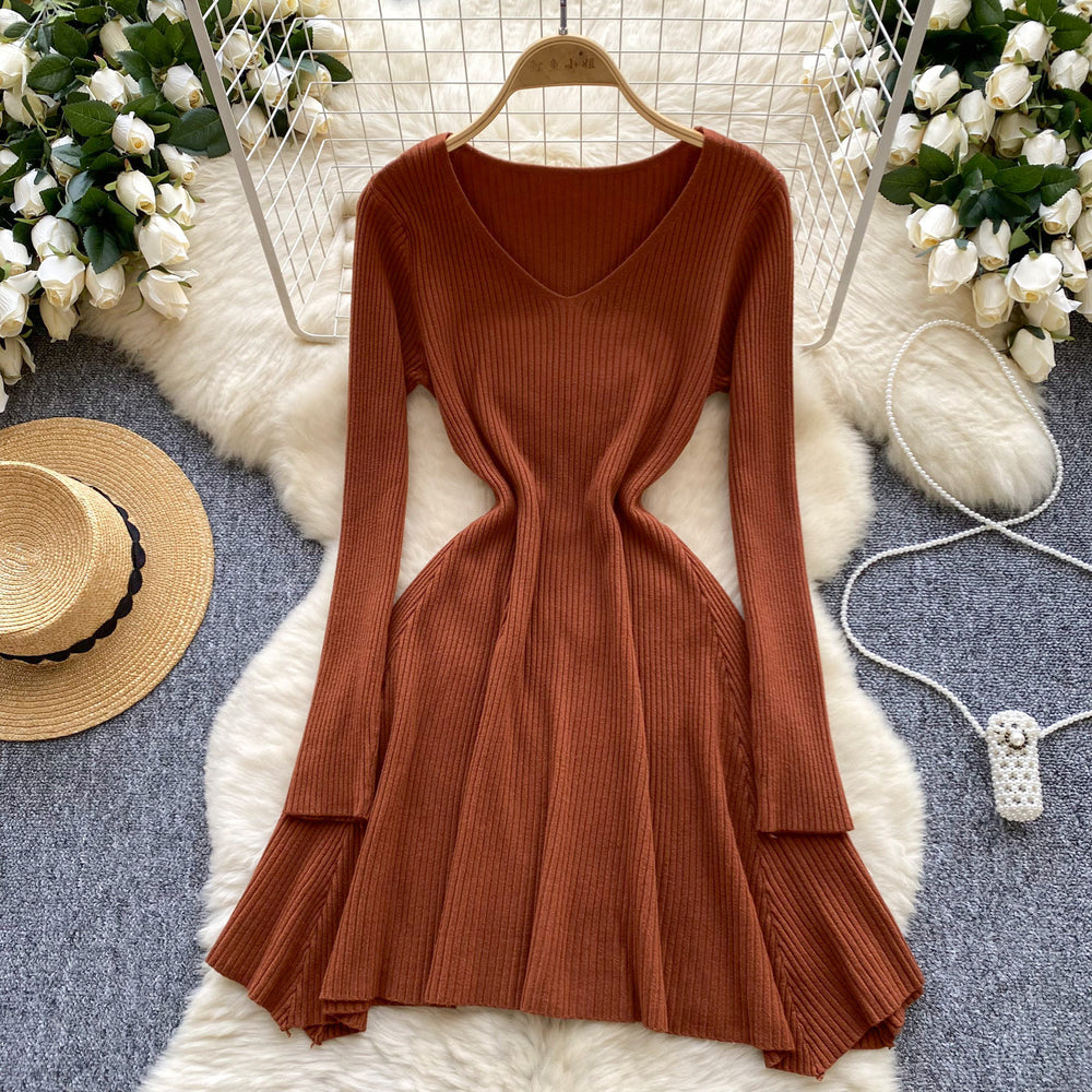 Fall and winternew arrivalsweater skirt bottom knitting shirt dress women's waist slimming look medium long inner a-line skirt