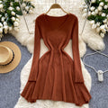 Fall and winternew arrivalsweater skirt bottom knitting shirt dress women's waist slimming look medium long inner a-line skirt