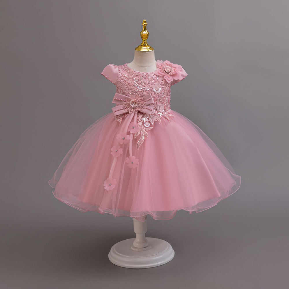 Exportnew arrivallace flower puffy wedding dress princess dress girl model catwalk dress flower girl