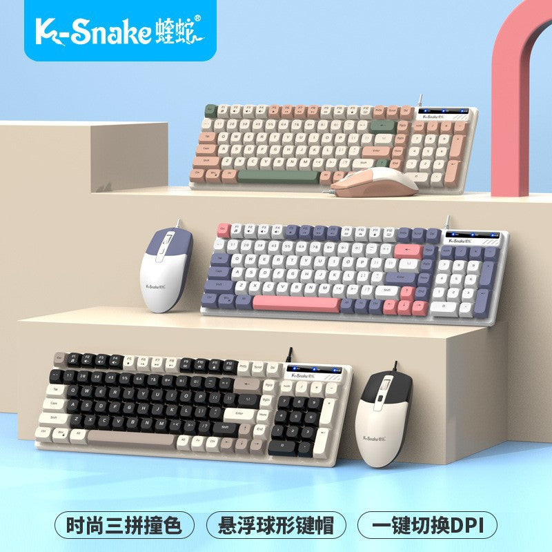 Viper km100 wired keyboard and mouse combo - mechanical feel, color matching, usb, for office, pc, and laptop