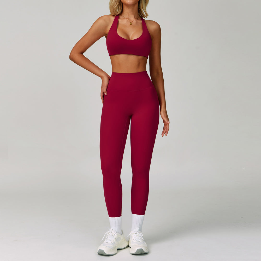 Summer cross-border barely-there yoga set - backless, tight-fitting, quick-dry activewear - outdoor sports running three-piece set 9300