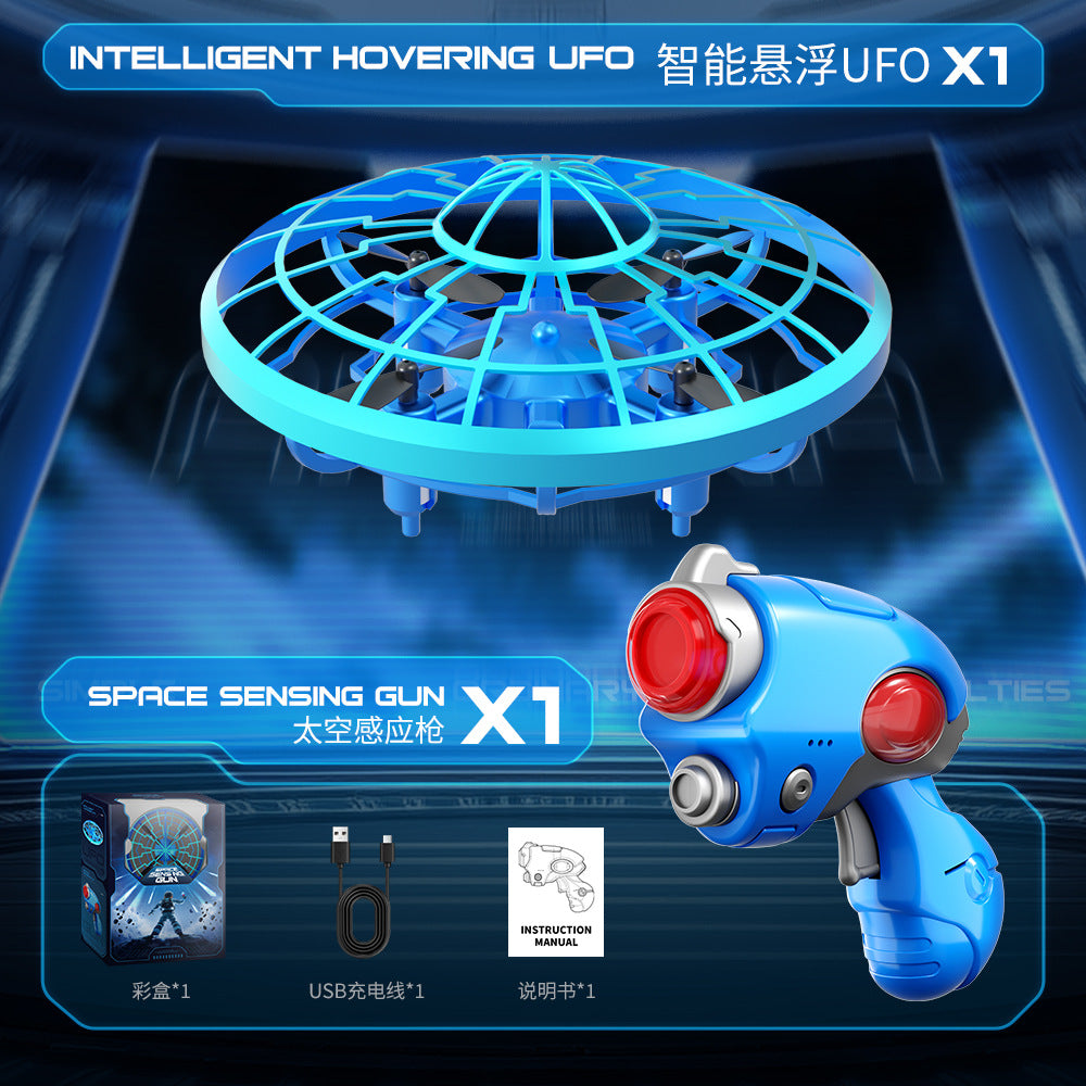 xs4 drone shooting sensing mini flying disc hovering rotating intelligent obstacle avoidance interactive toy aircraft