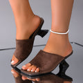 Wholesale women's plus size summer  new collection: square toe slingback mules with comfortable suede mid-heel