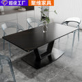 Factory direct wholesale sintered stone dining table - italian style, small apartment, light luxury, high-end, minimalist modern design with carbon steel legs, rectangular table