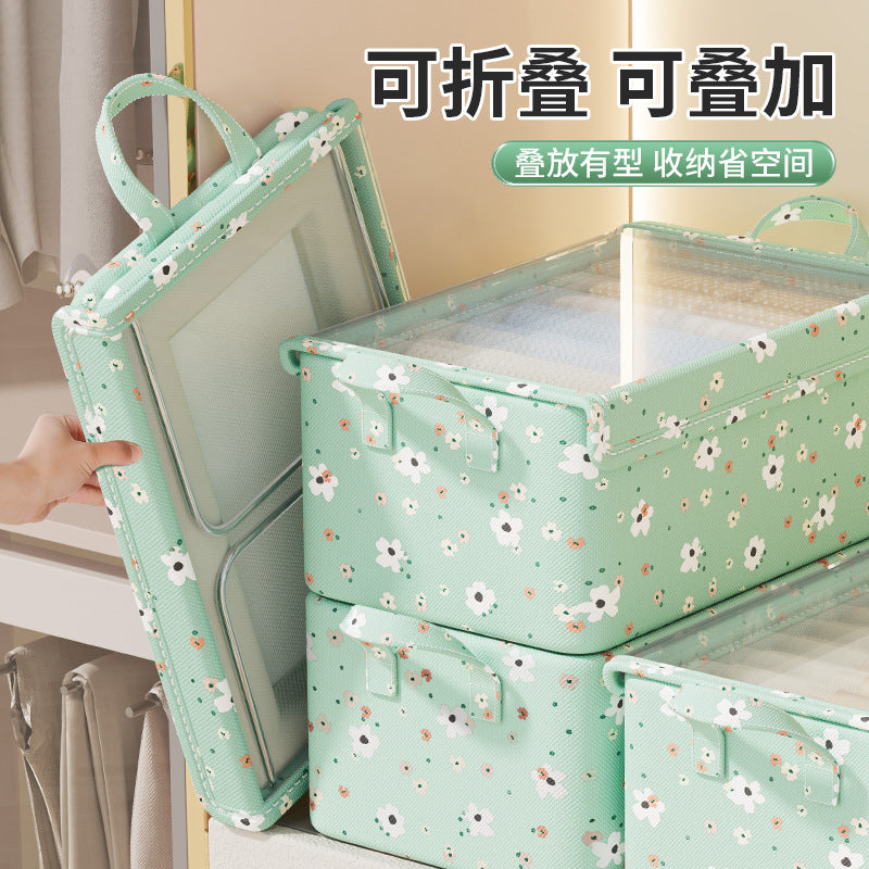 Small flower storage box Clothes storage basket Household living room Dormitory storage box Clothes pants storage Fabric finishing box