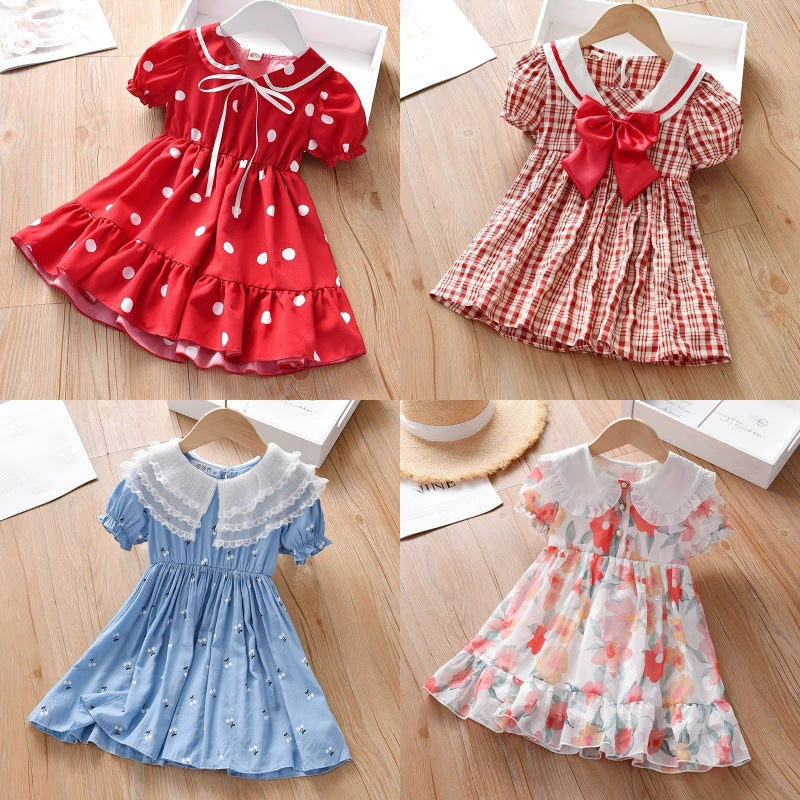 Girls' summer dress  new floral print mesh princess dress for toddler and little girls