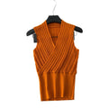 Sense of designniche style chicelegantv-neck knitting vest women's  spring and summerpure color sleeveless silmslimming looktops