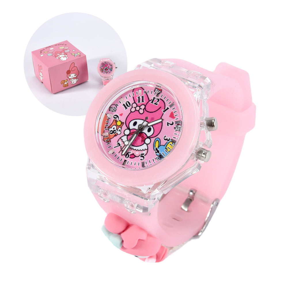 Kids' watch for girls - time-only, waterproof, drop-resistant, cute cartoon design, luminous, elementary school girl's analog-digital watch