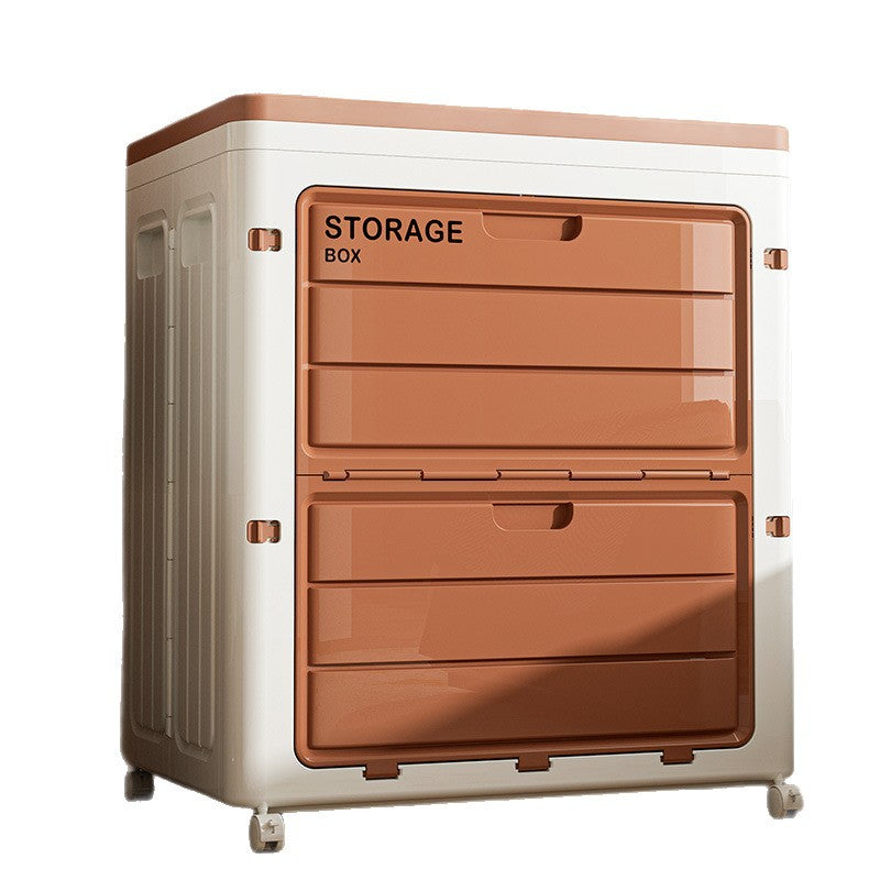Wheeled storage box Organizing box Large capacity clothing storage Large household flip folding seasonal clothes storage box
