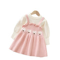 Kidssweaterlong skirtfall and winter new new year's greetings style bows christmas skirt girldress