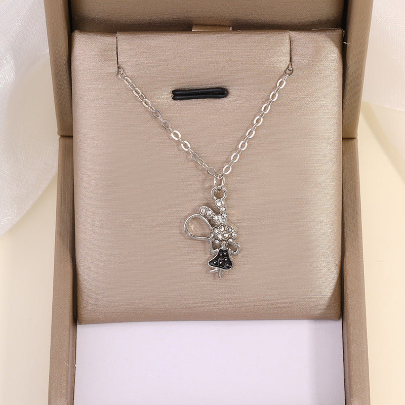 Strawberry necklace wholesale: european, american, and korean style minimalist ins rabbit pendant with diamond accents, enamel cartoon cute jewelry for women