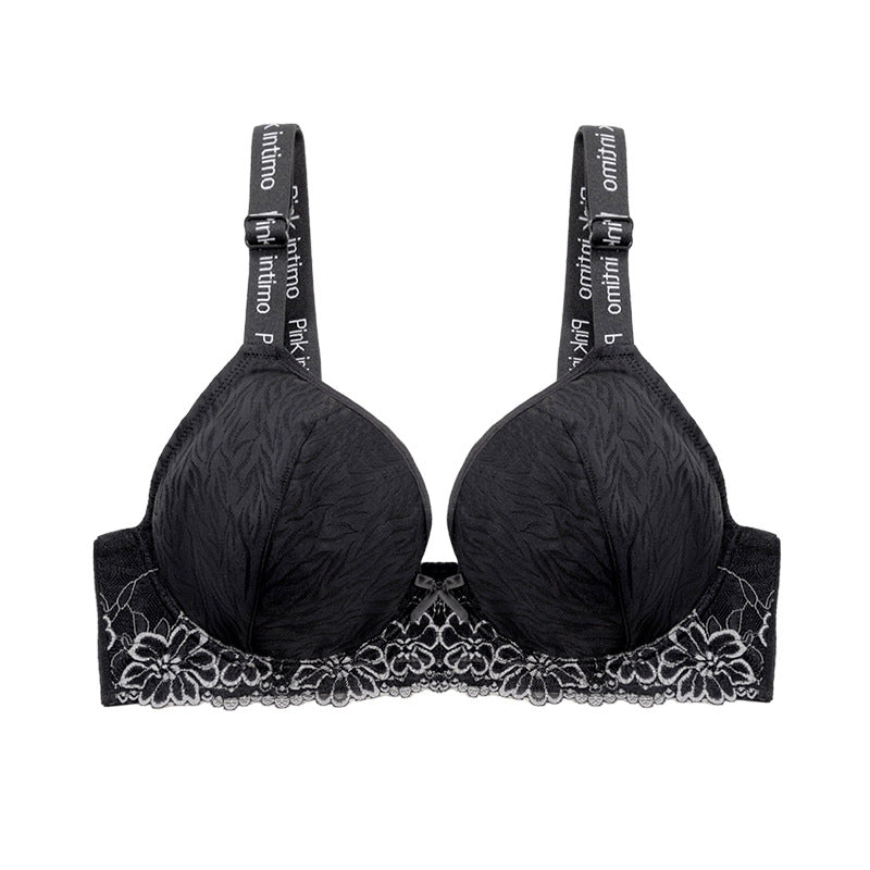 wholesale plus size women's bra laceplaid push-up anti-sagging big breasts appear small push-up plus sizeintimates