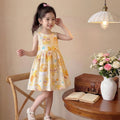 New girls' summer floral cotton silk dress - baby girl casual sweet style princess dress - stylish and trendy children's clothing