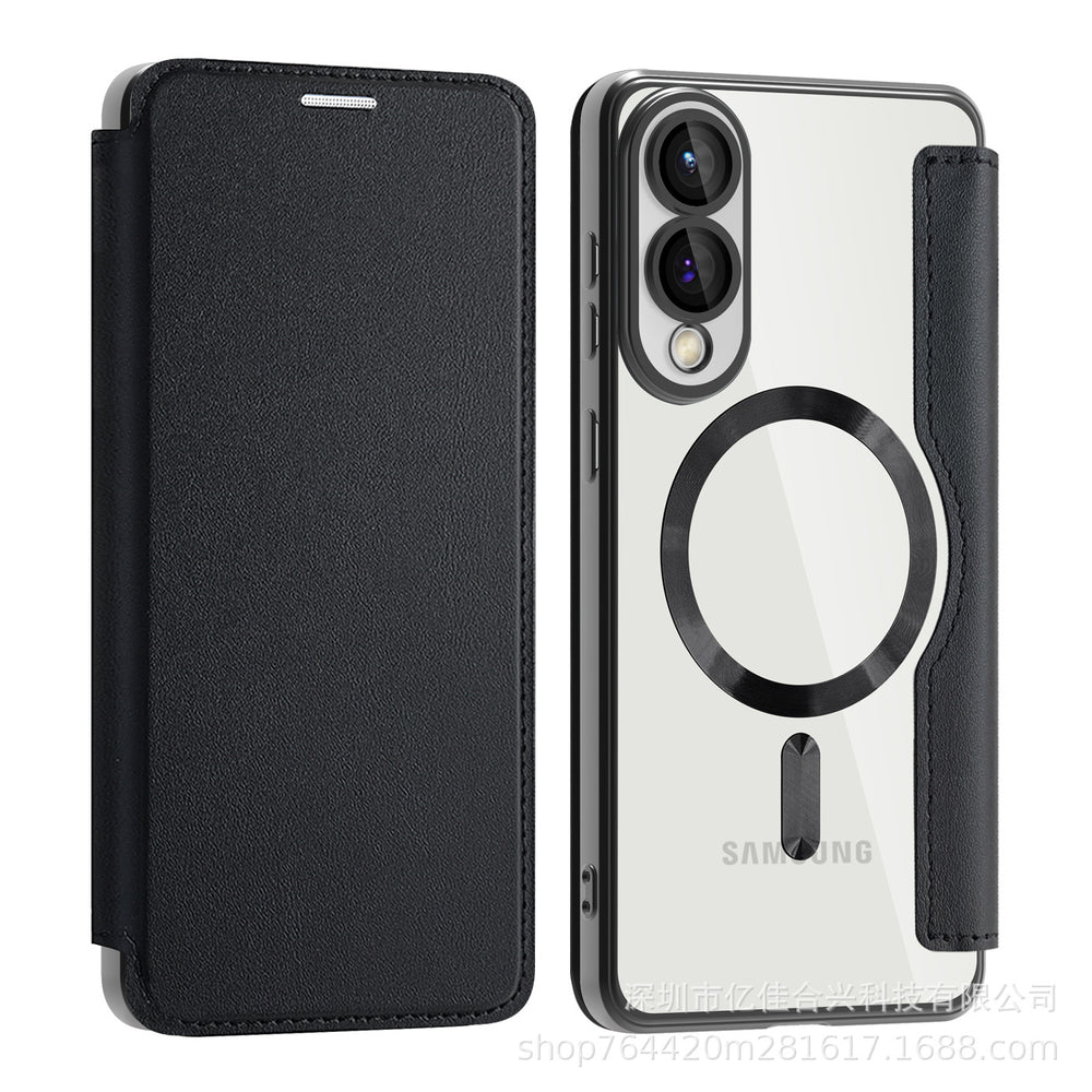 Suitable for samsung s26plus business flip gold shield magnetic leather case s23 mobile phone case s24ultra sheath a07