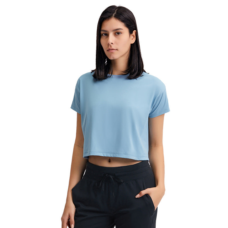 European and american new sexy cropped yoga top - women's quick-dry, loose-fit, breathable outdoor sports & fitness apparel ds071