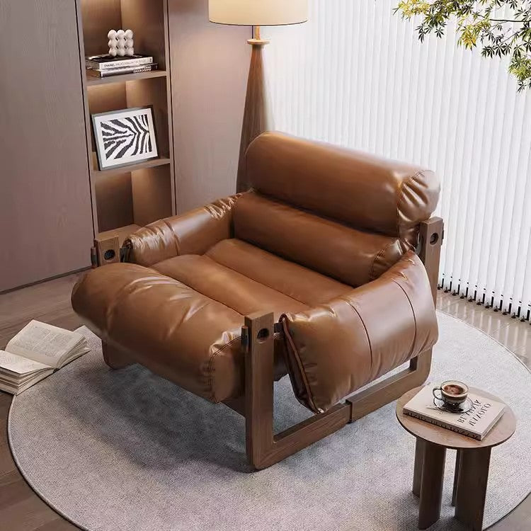 People sofa chair jersey island chair living room medieval style leather sofa chair casual lazy chair solid wood retro lounge chair