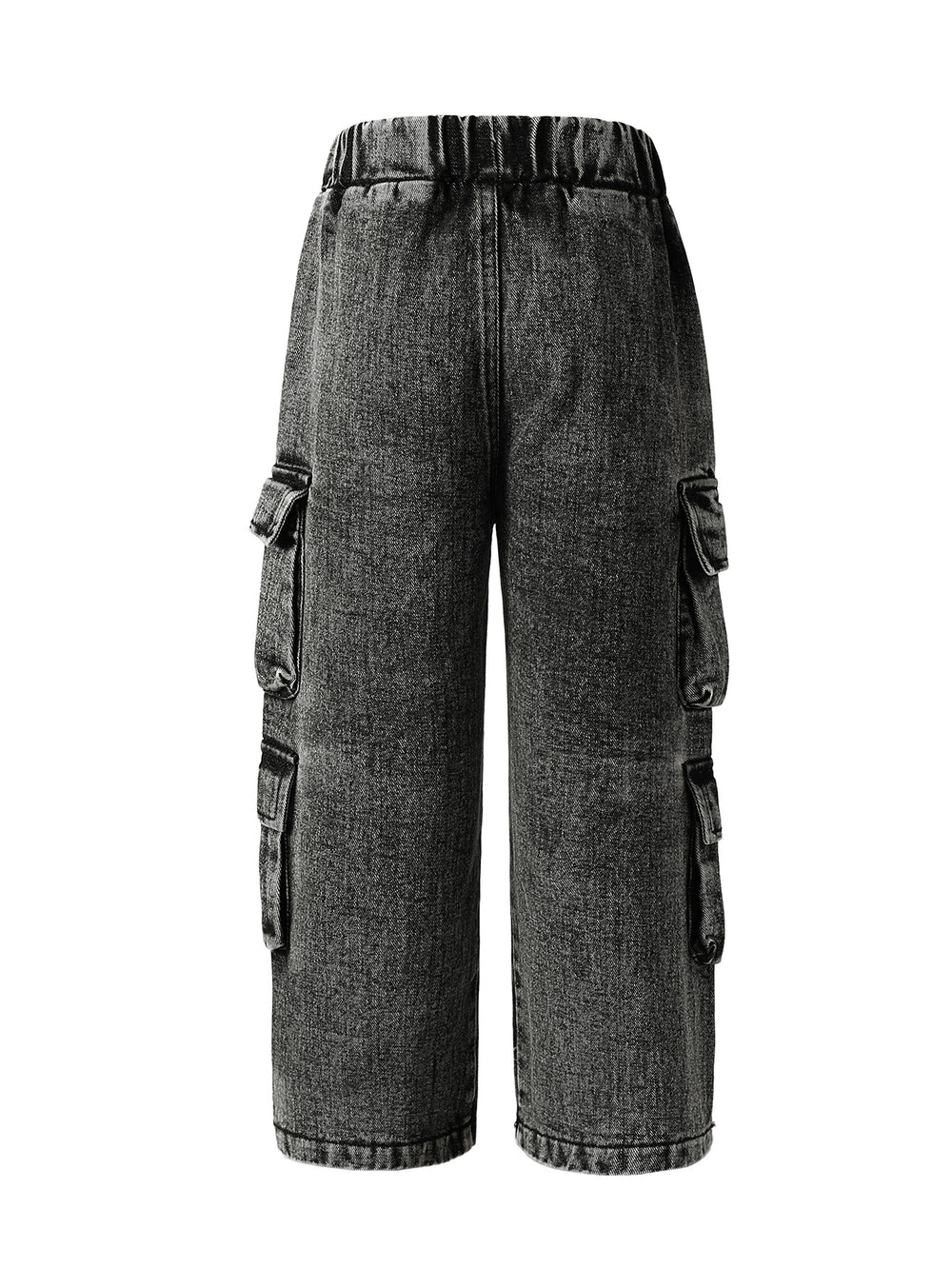 Export kids pants distressed jeans k-style multi-flap pocket pantsloose cool girlstraight-legretroloose pants