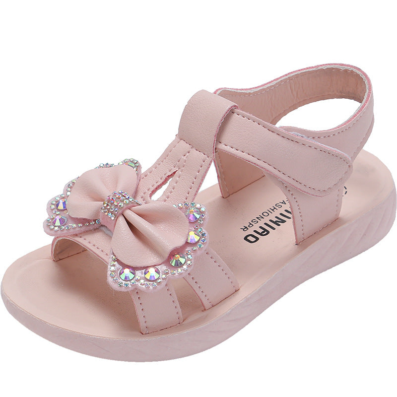 Girls sandals breathable new girls middle school and older children open-toed beach shoes 2025 soft-soled summer princess classmate
