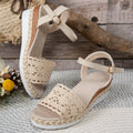 summer new women's wedge heel platform sandals - plus size peep toe wide strap wedge sandals for cross-border e-commerce