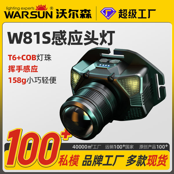 Walson manufacturer W81 strong light headlight remote charging head-mounted LED miner light night fishing zoom induction headlight