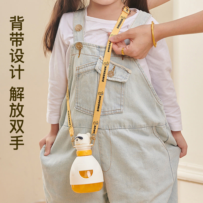 Children's water cup, baby learning to drink silicone straw cup, portable drinking kettle for going out, mineral water straw cover, anti-choking