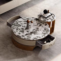 Ready-to-ship luxury stone coffee table - italian modern minimalist round coffee table - light luxury furniture marble coffee table for living room home use
