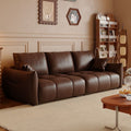 Retro oil wax leather sofa modern casual living room size apartment straight row three-slot distressed medieval style sofa