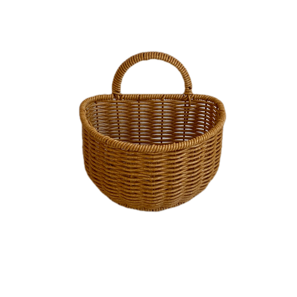 Imitation rattan wall-mounted storage basket retro storage basket satchel small basket fruit basket vegetable basket sundries storage basket