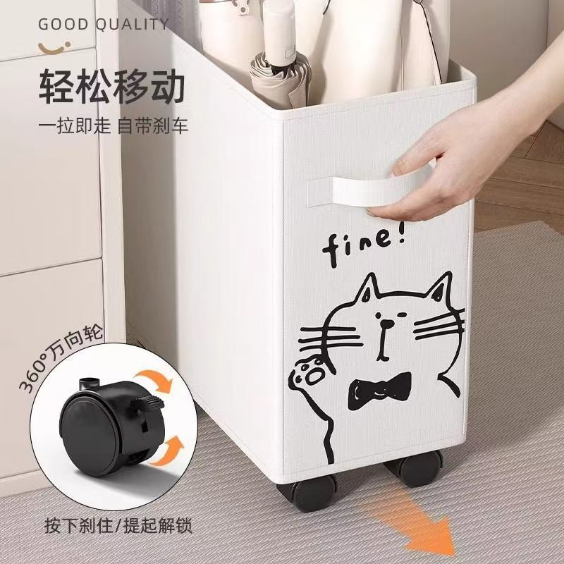 Office under-table storage basket, movable trolley with wheels, foldable storage basket, station bag storage artifact
