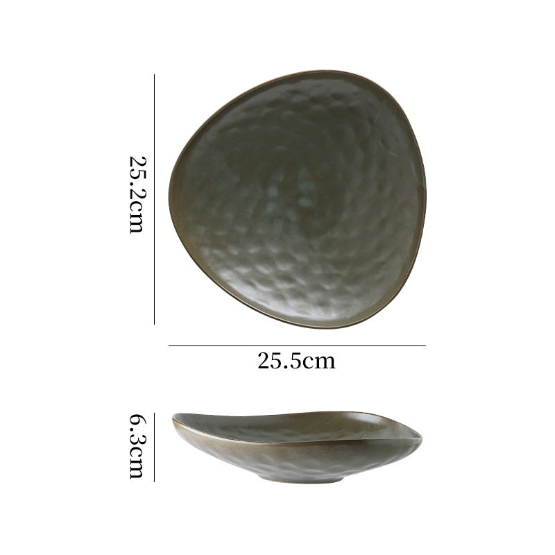 Personalized ceramic retro stoneware ceramic tableware triangular dessert plate restaurant hotel business ceramic salad plate