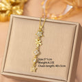X-8373 gold-flower necklace [titanium steel chain copper inlaid zirconium pendant]