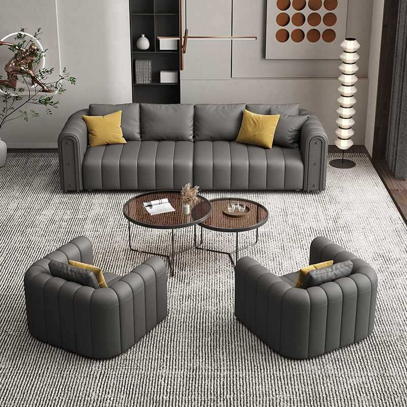 Nordic business lounge sofa and coffee table set - ideal for hotel lobbies, clubs, and reception areas - straight-row negotiation sofa table and chairs