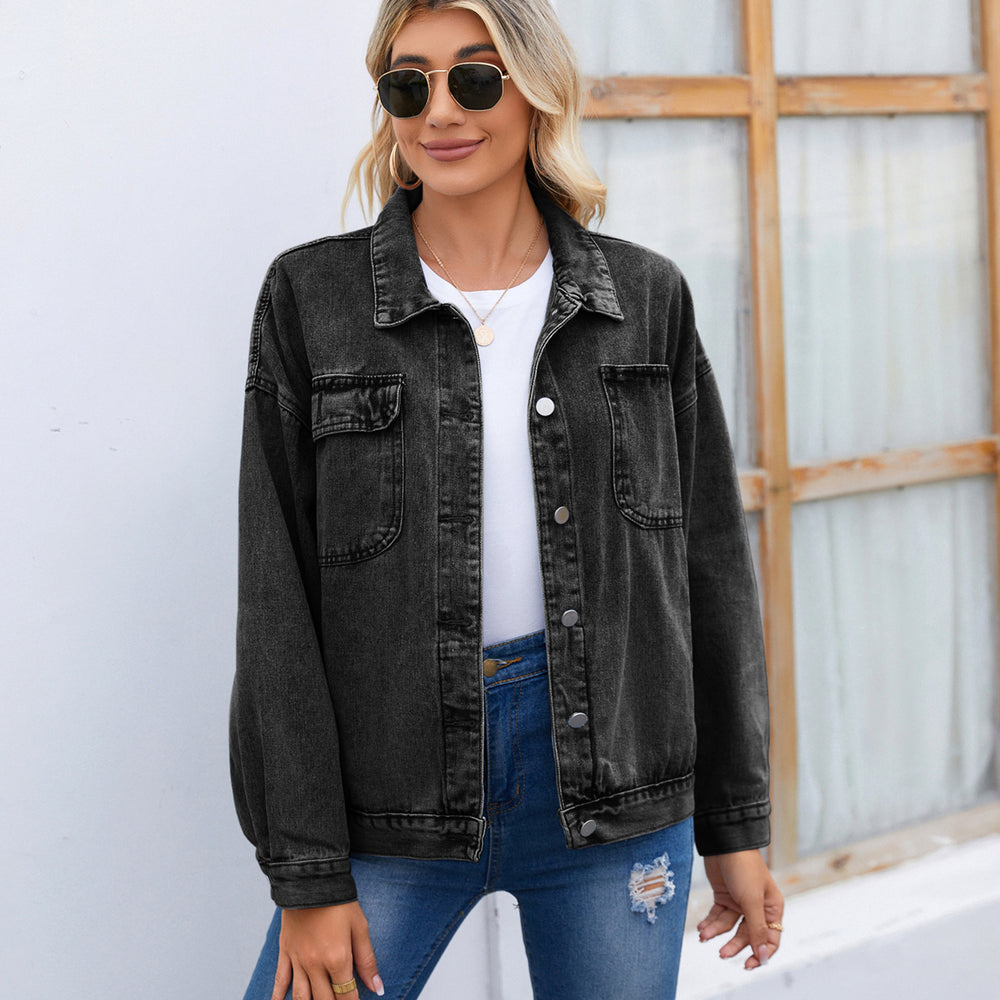 Insfashion cross-border foreign trade  women's clothing  new retro washed denim outwear tops  trend