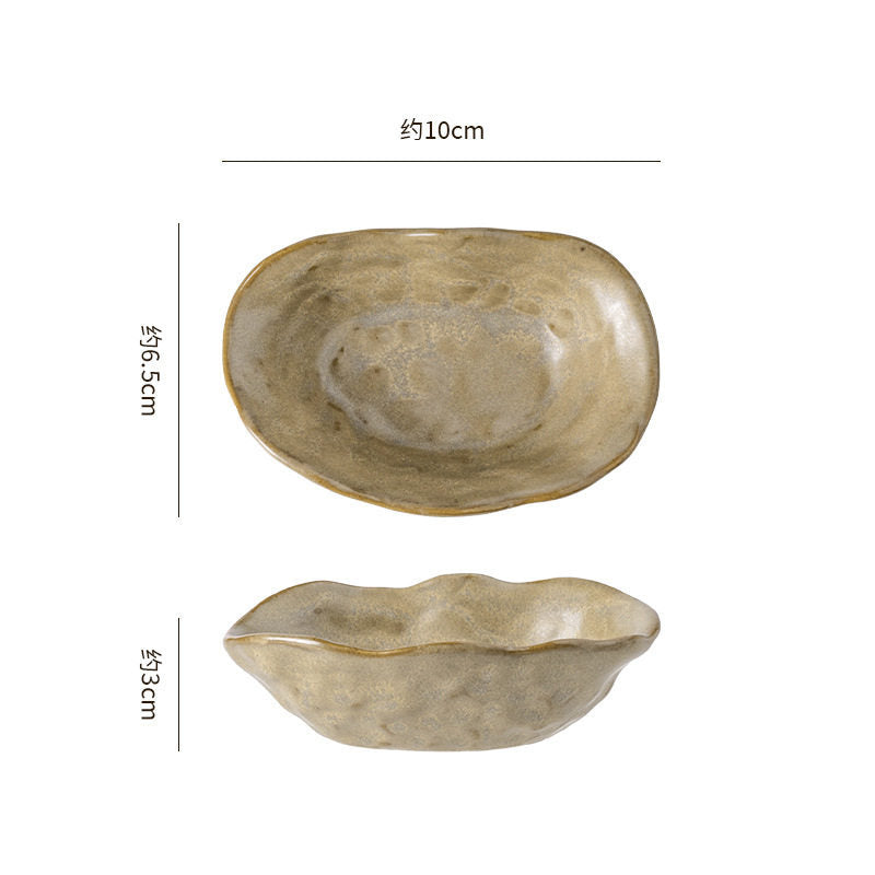Japanese kiln-turned ceramic oyster-shaped dish, sushi soy sauce, mustard dish, appetizer dish, hot pot restaurant dipping dish, seasoning dish