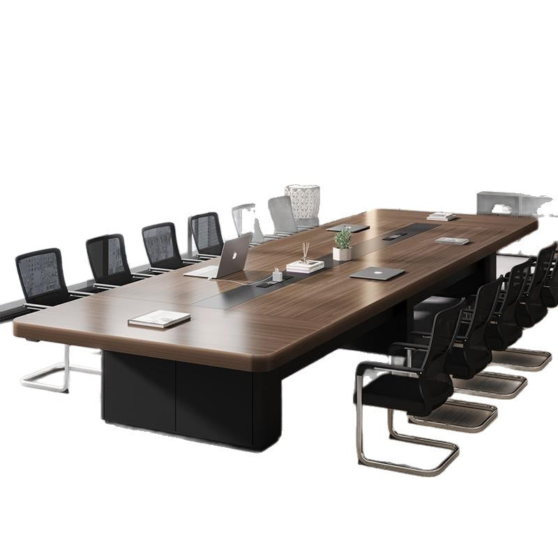 Modern minimalist conference table set - long table, chairs, and desk combination for meetings, negotiations, and employee training